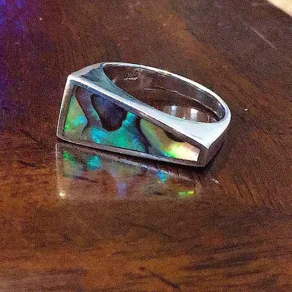 Vintage Abalone Sterling Silver Statement Ring
